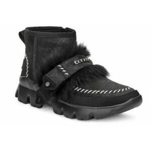 Ugg Fluff Punk UGGPure And Lamb Fur Suede Ankle Boots Fleece Black Size 5